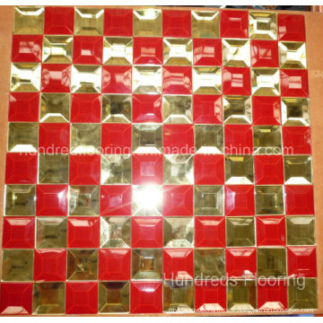 Mosaïque en verre miroir en verre diamant or rouge (HD057)